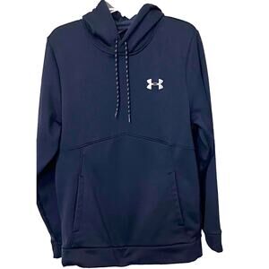 UNDER ARMOUR HOODIE SWEATSHIRT, WOMENS, SP, NAVY BLUE, LONG SLEEVES HAND WARMER
